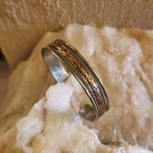 Filigree Copper Brass Bangle and While Metal