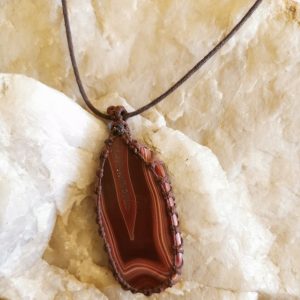 Macrame Necklace Botswana Agate