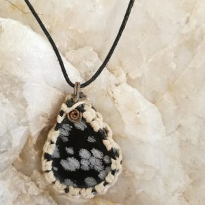 Macrame Necklace Snowflake Obsidian