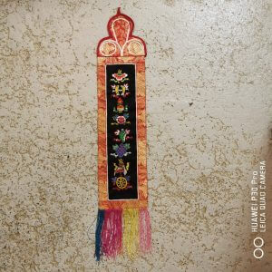 Black Background Embroided Astamagala 8 Auspicious Symbols