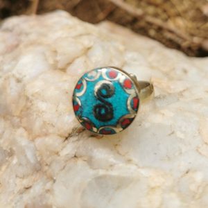 White Metal Red Coral Chip Tibetan Turquoise Crash Powder