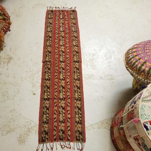 Indonesian Table Runner Ikat Handloom Colours Red Stripe and Maroon