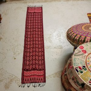 Indonesian Table Runner Ikat Handloom Colours Pink Stripe and Purple