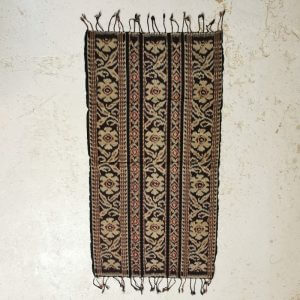 Indonesian Table Runner Ikat Handloom Colours Black Red Stripe and White Pattern