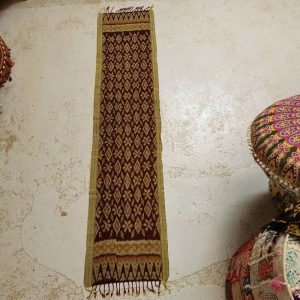 Indonesian Table Runner Ikat Handloom Colours Brown and White Pattern