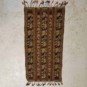 Indonesian Table Runner Ikat Handloom Colours Dark Brown Light Brown Stripe
