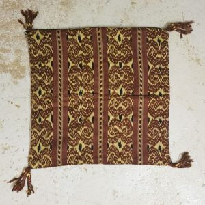 Indonesian Cushion Cover Ikat Handloom Colours Brown Cream and Black Dot